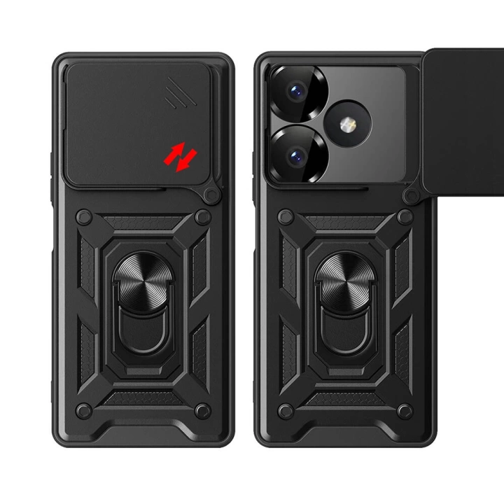 Xiaomi Redmi 13 4G Kılıf Magnetik Standlı Kamera Korumalı Redclick Sürgülü Vega Kapak