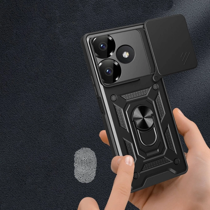 Xiaomi Redmi 13 4G Kılıf Magnetik Standlı Kamera Korumalı Redclick Sürgülü Vega Kapak