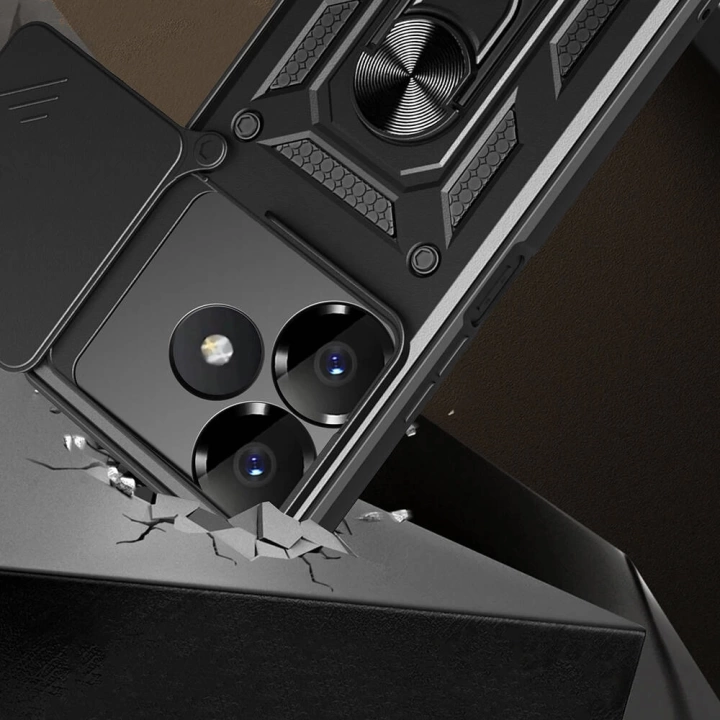 Xiaomi Redmi 13 4G Kılıf Magnetik Standlı Kamera Korumalı Redclick Sürgülü Vega Kapak