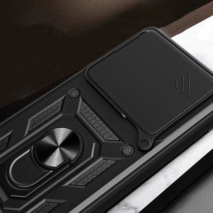 Xiaomi Redmi 13 4G Kılıf Magnetik Standlı Kamera Korumalı Redclick Sürgülü Vega Kapak
