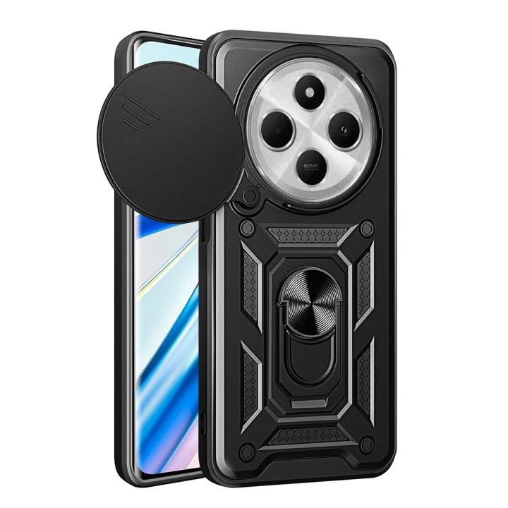 Xiaomi Redmi 14C 4G Kılıf Magnetik Standlı Kamera Korumalı Redclick Sürgülü Vega Kapak