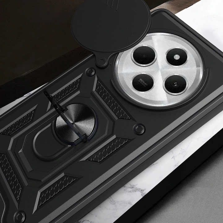 Xiaomi Redmi 14C 4G Kılıf Magnetik Standlı Kamera Korumalı Redclick Sürgülü Vega Kapak