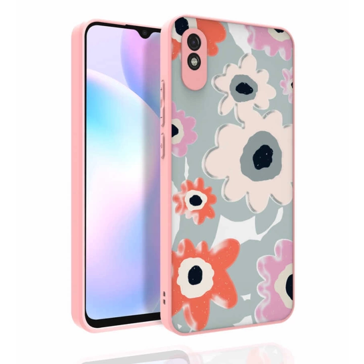 Xiaomi Redmi 9a Kılıf Desenli Kamera Korumalı Parlak Redclick Nora Kapak