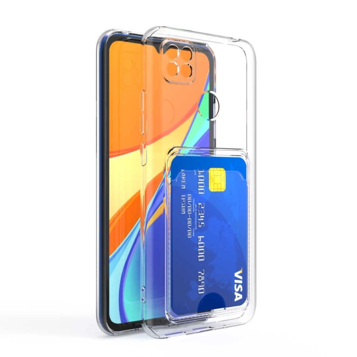 Xiaomi Redmi 9c Kılıf Kartlıklı Şeffaf Redclick Setra Clear Silikon Kapak