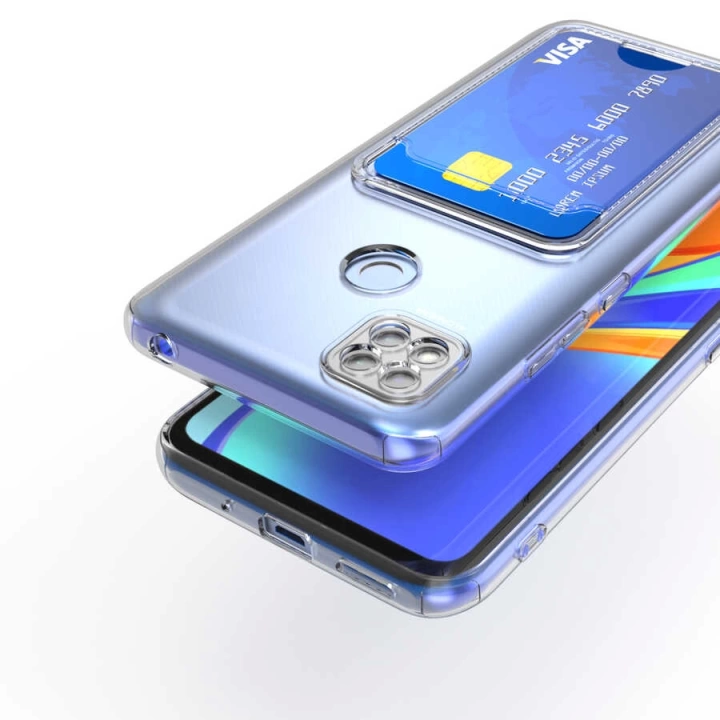 Xiaomi Redmi 9c Kılıf Kartlıklı Şeffaf Redclick Setra Clear Silikon Kapak