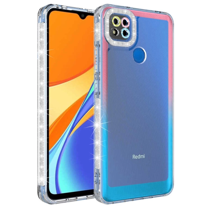 Xiaomi Redmi 9c Kılıf Simli Ve Renk Geçiş Tasarımlı Lens Korumalı Redclick Park Kapak