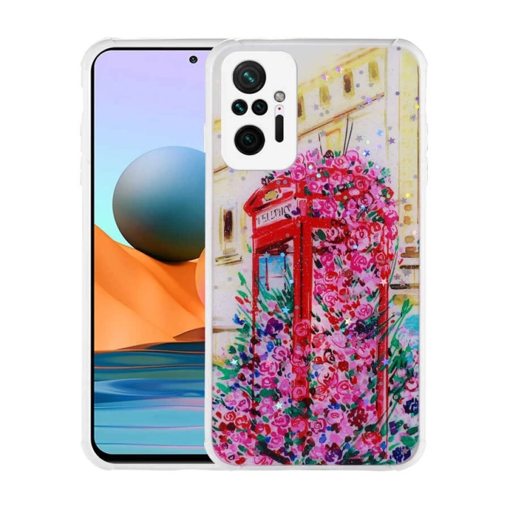 Xiaomi Redmi Note 10 Pro Kılıf Simli Desenli Kamera Korumalı Parlak Redclick Popy Kapak