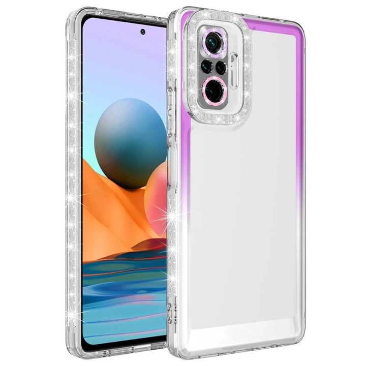 Xiaomi Redmi Note 10 Pro Kılıf Simli Ve Renk Geçiş Tasarımlı Lens Korumalı Redclick Park Kapak