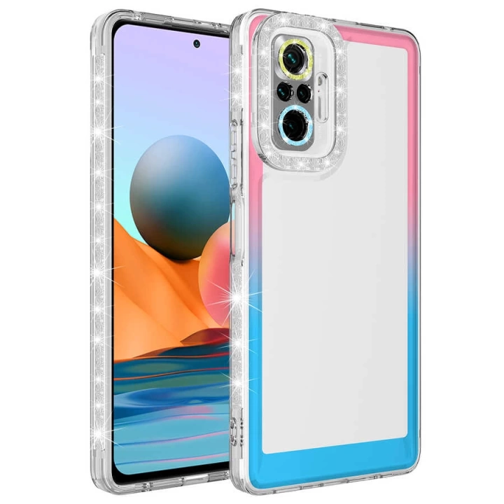 Xiaomi Redmi Note 10 Pro Kılıf Simli Ve Renk Geçiş Tasarımlı Lens Korumalı Redclick Park Kapak