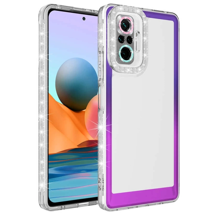 Xiaomi Redmi Note 10 Pro Kılıf Simli Ve Renk Geçiş Tasarımlı Lens Korumalı Redclick Park Kapak