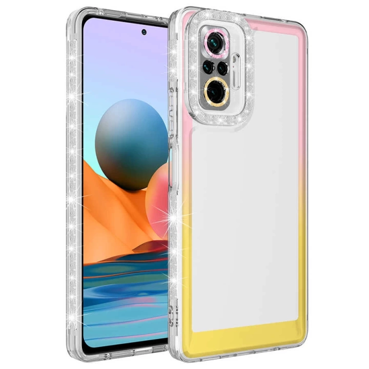 Xiaomi Redmi Note 10 Pro Kılıf Simli Ve Renk Geçiş Tasarımlı Lens Korumalı Redclick Park Kapak