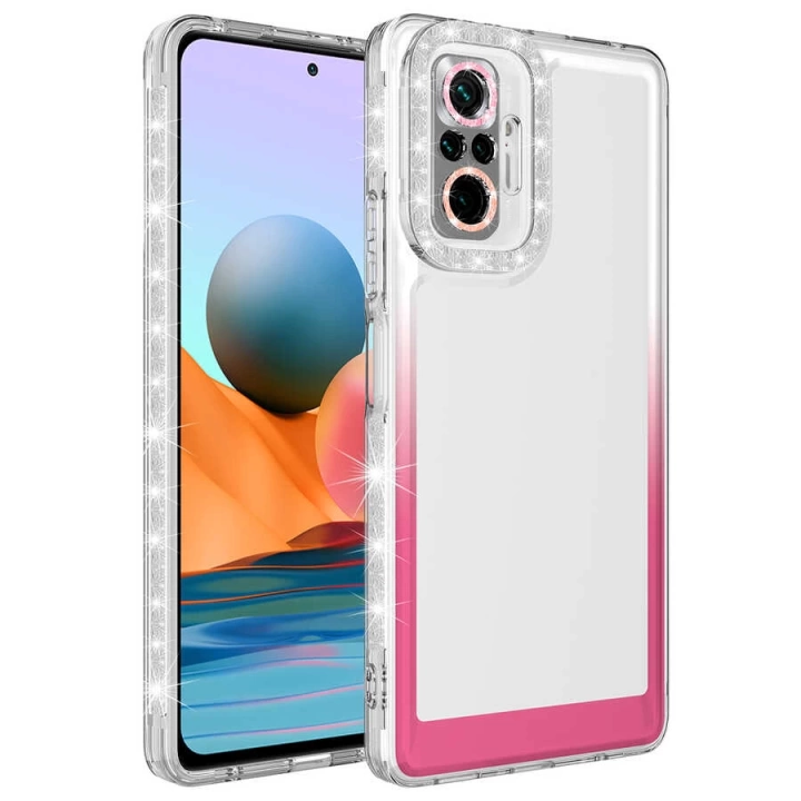 Xiaomi Redmi Note 10 Pro Kılıf Simli Ve Renk Geçiş Tasarımlı Lens Korumalı Redclick Park Kapak