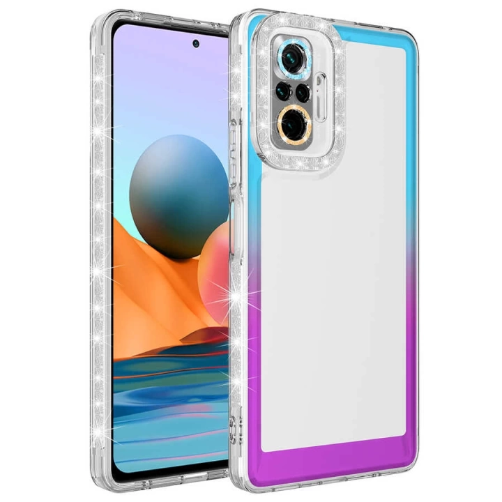 Xiaomi Redmi Note 10 Pro Kılıf Simli Ve Renk Geçiş Tasarımlı Lens Korumalı Redclick Park Kapak