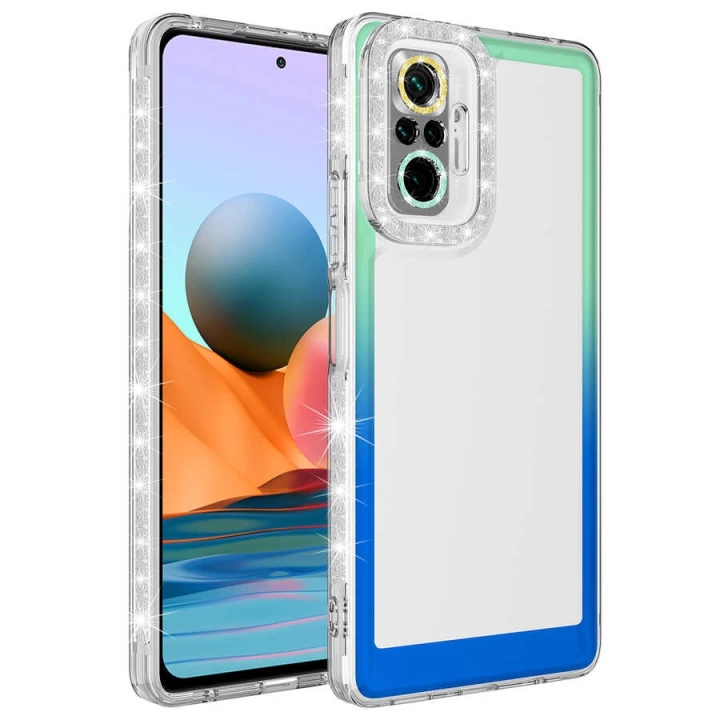 Xiaomi Redmi Note 10 Pro Kılıf Simli Ve Renk Geçiş Tasarımlı Lens Korumalı Redclick Park Kapak