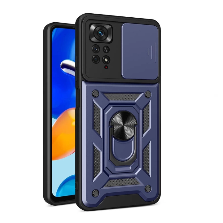 Xiaomi Redmi Note 11 Pro 4G Kılıf Magnetik Standlı Kamera Korumalı Redclick Sürgülü Vega Kapak