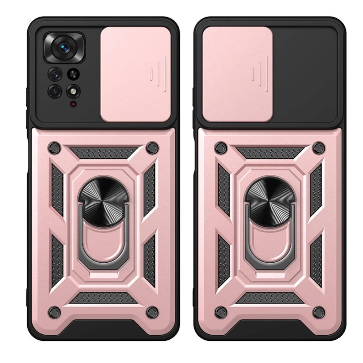 Xiaomi Redmi Note 11 Pro 4G Kılıf Magnetik Standlı Kamera Korumalı Redclick Sürgülü Vega Kapak