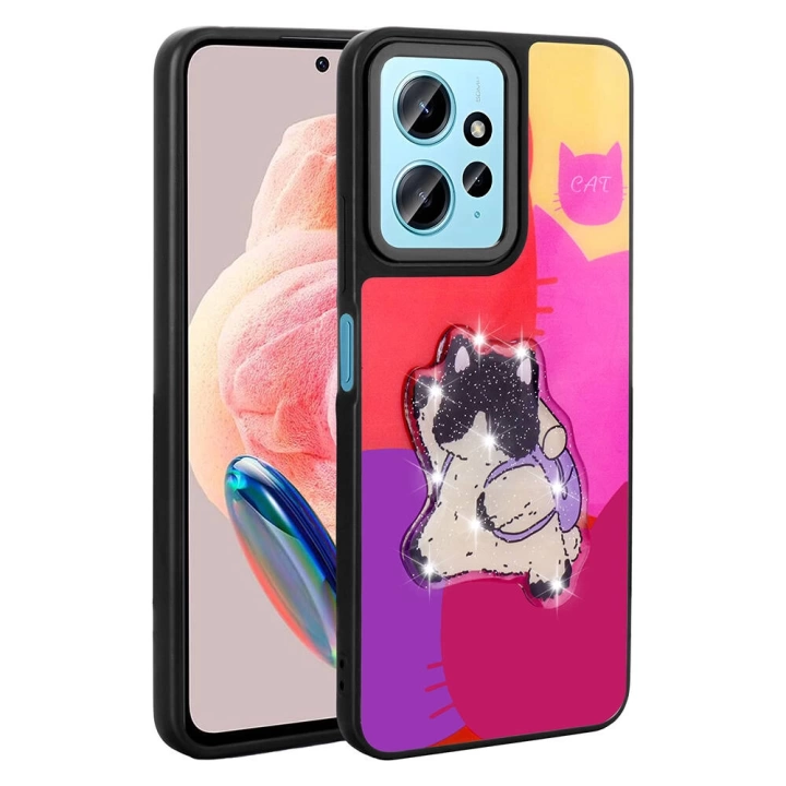 Xiaomi Redmi Note 12 4G Kılıf Parlayan Kabartmalı İkonik Figürlü Redclick Amas Silikon Kapak