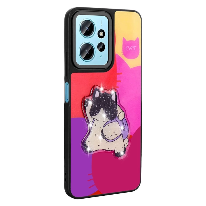 Xiaomi Redmi Note 12 4G Kılıf Parlayan Kabartmalı İkonik Figürlü Redclick Amas Silikon Kapak