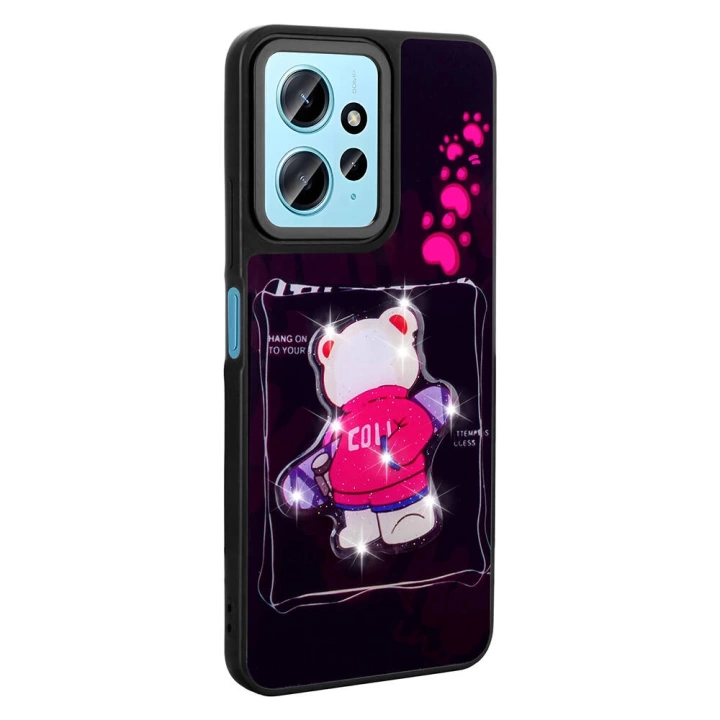 Xiaomi Redmi Note 12 4G Kılıf Parlayan Kabartmalı İkonik Figürlü Redclick Amas Silikon Kapak