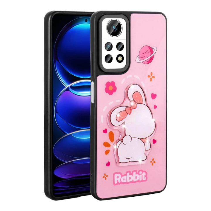 Xiaomi Redmi Note 12 Pro 4G Kılıf Parlayan Kabartmalı İkonik Figürlü Redclick Amas Silikon Kapak
