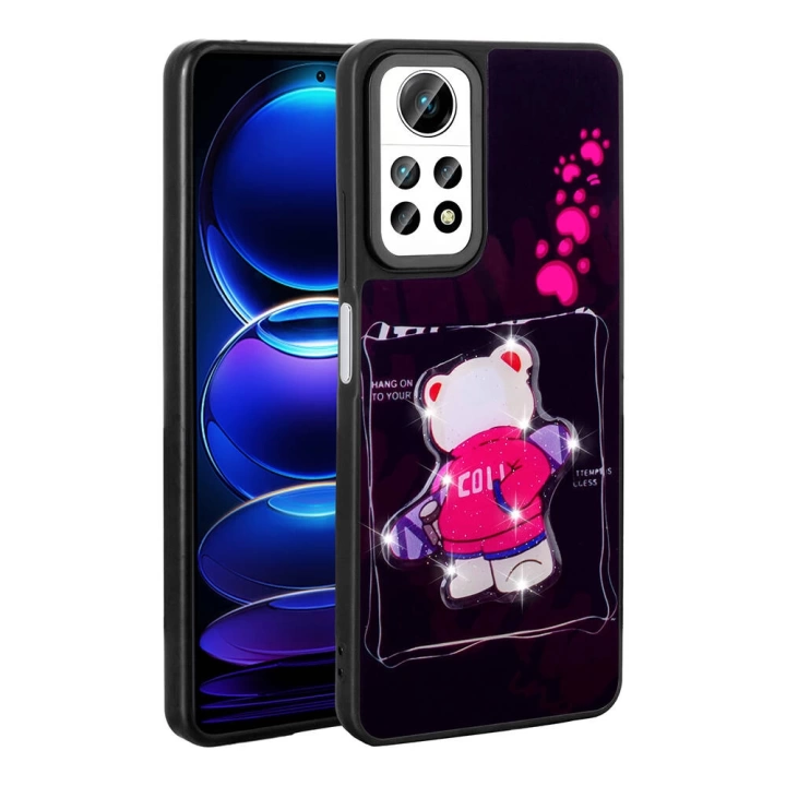 Xiaomi Redmi Note 12 Pro 4G Kılıf Parlayan Kabartmalı İkonik Figürlü Redclick Amas Silikon Kapak