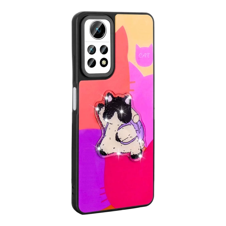 Xiaomi Redmi Note 12 Pro 4G Kılıf Parlayan Kabartmalı İkonik Figürlü Redclick Amas Silikon Kapak