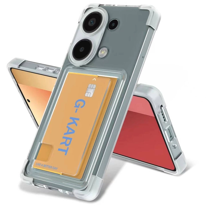 Xiaomi Redmi Note 13 4G Kılıf Airbag Tasarımlı Şeffaf Kartlıklı Redclick G-Kart Kapak