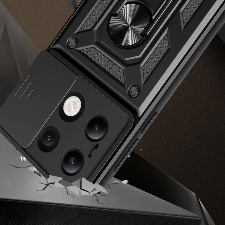 Xiaomi Redmi Note 13 4G Kılıf Magnetik Standlı Kamera Korumalı Redclick Sürgülü Vega Kapak
