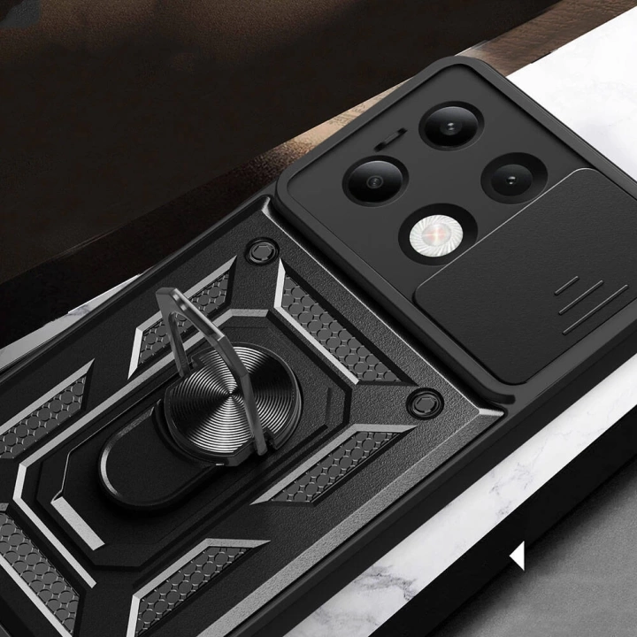 Xiaomi Redmi Note 13 4G Kılıf Magnetik Standlı Kamera Korumalı Redclick Sürgülü Vega Kapak