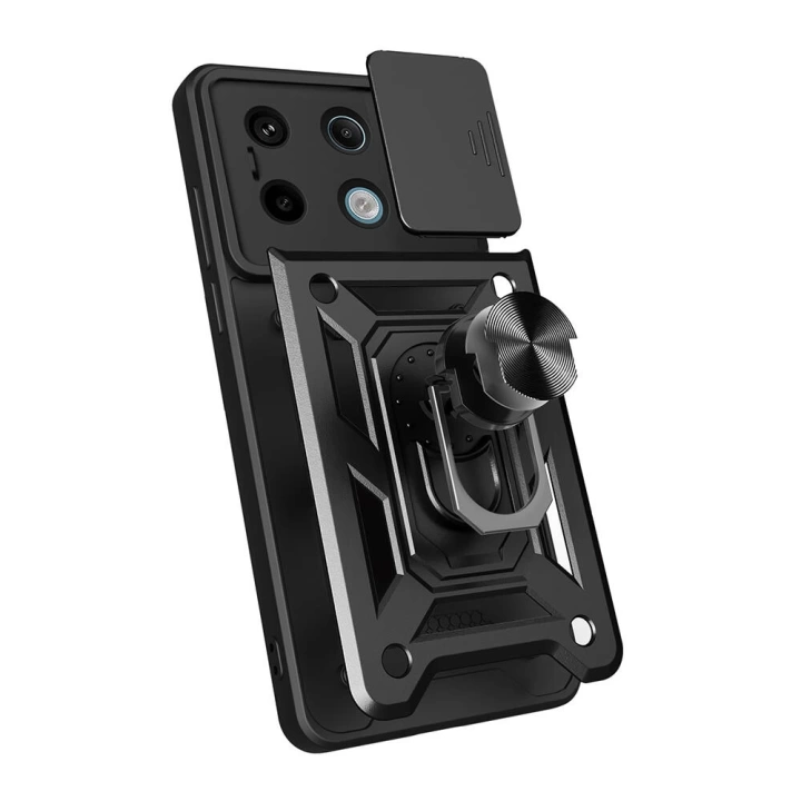 Xiaomi Redmi Note 13 Pro 5G Kılıf Magnetik Standlı Kamera Korumalı Redclick Sürgülü Vega Kapak