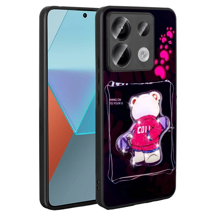 Xiaomi Redmi Note 13 Pro 5G Kılıf Parlayan Kabartmalı İkonik Figürlü Redclick Amas Silikon Kapak