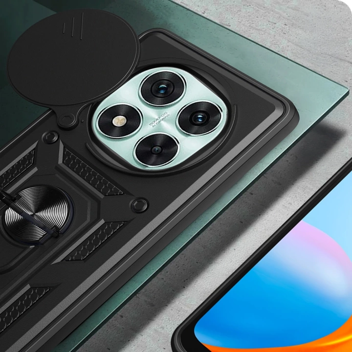 Xiaomi Redmi Note 14 Pro 5G Kılıf Magnetik Standlı Kamera Korumalı Redclick Sürgülü Vega Kapak
