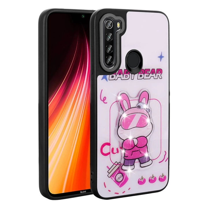 Xiaomi Redmi Note 8 Kılıf Parlayan Kabartmalı İkonik Figürlü Redclick Amas Silikon Kapak