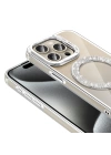 Apple iPhone 15 Pro Kılıf Pırlanta Taş Tasarımlı Magsafe Şarj Özellikli Redclick Karetta Silikon Kapak