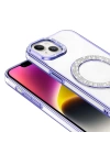 Apple iPhone 13 Kılıf Pırlanta Taş Tasarımlı Magsafe Şarj Özellikli Redclick Karetta Silikon Kapak