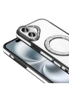 Apple iPhone 16 Kılıf Pırlanta Taş Tasarımlı Magsafe Şarj Özellikli Redclick Karetta Silikon Kapak