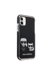 Apple iPhone 11 Kılıf Karl Lagerfeld Kenarları Siyah Silikon K&C Dizayn Kapak