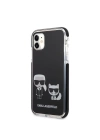Apple iPhone 11 Kılıf Karl Lagerfeld Kenarları Siyah Silikon K&C Dizayn Kapak