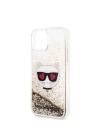 Apple iPhone 11 Kılıf Karl Lagerfeld Sıvılı Simli Choupette Dizayn Kapak