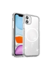Apple iPhone 11 Kılıf M-safe Şarj Özellikli Parlayan Simli Saydam Renkli Redclick Maris Kapak