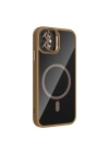 Apple iPhone 11 Kılıf Standlı ve Kamera Lens Hediyeli M-Safe Şarj Özellikli Redclick Etro Kapak
