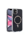 Apple iPhone 11 Kılıf Taşlı Tasarım M-safe Şarj Özellikli Redclick Koment Silikon Kapak