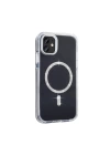 Apple iPhone 11 Kılıf Taşlı Tasarım M-safe Şarj Özellikli Redclick Koment Silikon Kapak