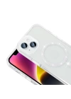 Apple iPhone 14 Kılıf Taşlı Tasarım M-safe Şarj Özellikli Redclick Koment Silikon Kapak
