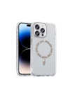 Apple iPhone 14 Pro Max Kılıf Taşlı Tasarım M-safe Şarj Özellikli Redclick Koment Silikon Kapak