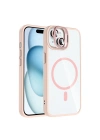 Apple iPhone 15 Kılıf Standlı ve Kamera Lens Hediyeli M-Safe Şarj Özellikli Redclick Etro Kapak