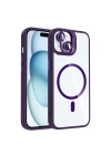 Apple iPhone 15 Kılıf Standlı ve Kamera Lens Hediyeli M-Safe Şarj Özellikli Redclick Etro Kapak