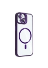 Apple iPhone 15 Kılıf Standlı ve Kamera Lens Hediyeli M-Safe Şarj Özellikli Redclick Etro Kapak