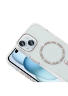 Apple iPhone 15 Kılıf Taşlı Tasarım M-safe Şarj Özellikli Redclick Koment Silikon Kapak