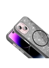 Apple iPhone 15 Plus Kılıf Magsafe Şarj Özellikli Parlayan Simli Redclick Okso Kapak